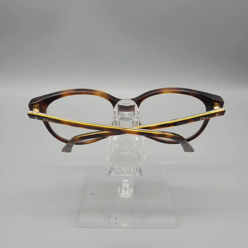 Christian Dior Montaigne 16 Eyeglasses Dark Havana Tortoise Gold Cat Eye Frames